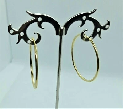 ORECCHINI CERCHIO GRANDI ORO GIALLO 18KT 750 DONNA BOUCLES OREILLES OR EARRINGS - Immagine 1 di 3