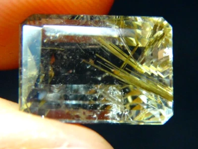 Cuarzo Rutilado IP3 6.87ct 13x9x7mm Corte Esmeralda Color Dorado Foto 1 de 4