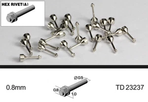 0.8mm METAL HEX NUT & STUD RIVET, 10pcs for TAMIYA HASEGAWA REVELL FUJIMI ENDAI - Foto 1 di 1