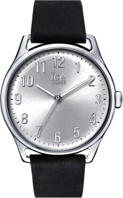 Ice-Watch Ice time  Black-Silver Large (41 mm) Uhr Leder 013042  NEU/ungetragen - Bild 1 von 4