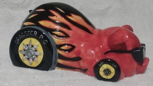 RARE 2004 WhimsiClay Teodoro Lacombe Dragster Race Pig Hog Coin Bank Figurine - Picture 1 of 7