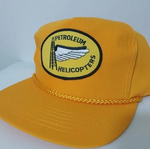 Petroleum Helicopters Vintage Trucker Hat Yellow Snapback Cap Speedway Rope - Picture 1 of 5