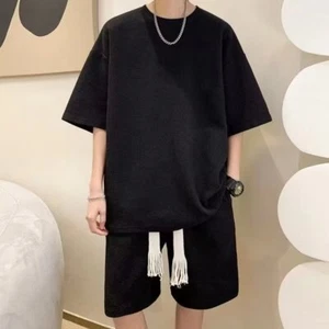 Men's Summer Outfit 2-Piece Set Sweatsuit Short Sleeve T Shirts and Shorts Set - Picture 1 of 13