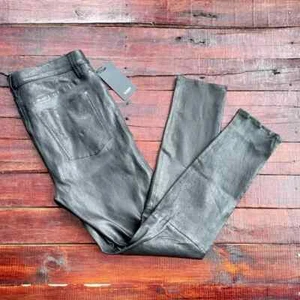 Hudson Nico Super Skinny Mid-rise Straight Leg 100% Lamb Leather Pants Size 30 - Picture 1 of 12