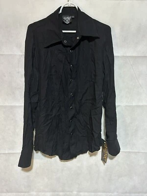 Shrine Of Hollywood Men Black Pearl Snap Shirt Large Rockabilly *NEW Goth Grunge - Image 1 of 4