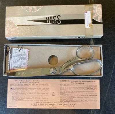 ✂️Vintage 1948 WISS PINKING SHEARS Scissor Original Box Paperwork USA Model C 9" - Image 1 of 4