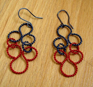 Earrings, handmade, twisted copper wire, jewelry - Picture 1 of 4