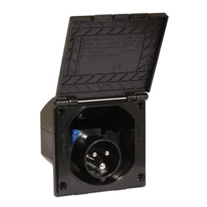 Powerpart Mains Shore Power 240v 16a Inlet with Flap, Black - Picture 1 of 2