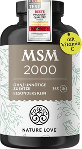 NATURE LOVE® MSM 2000 mg+Vitamin C–365 Laborgeprüfte Tabletten–Hochdosiert,Vegan - Bild 1 von 7