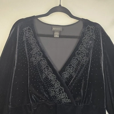 Top Lane Bryant para mujer 22-24 W negro más terciopelo floral envolvente sintético cuentas elegante  Foto 1 de 4