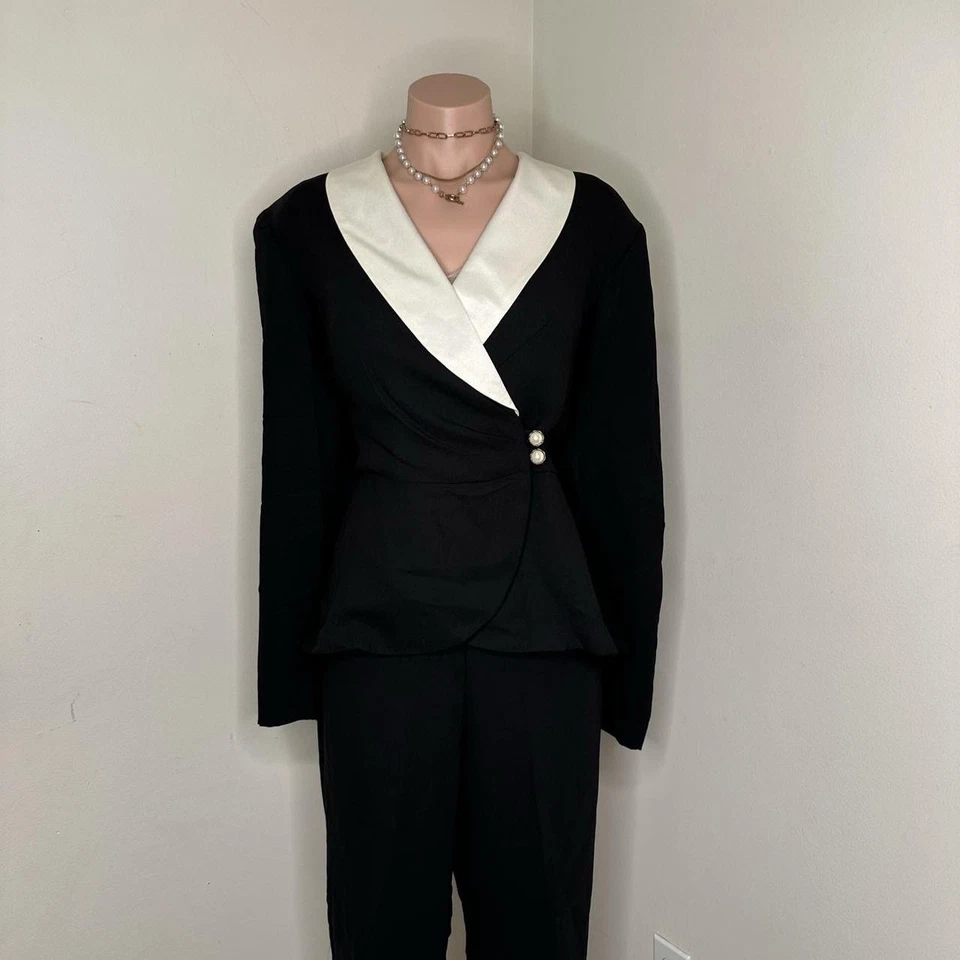 Traje informal vintage negro de 2 piezas de trabajo de negocios talla 14/32x30/grande Foto 1 de 4