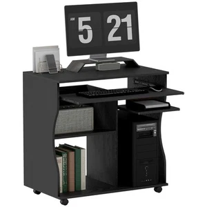 HOMCOM Computer Table Study Desk with Sliding Keyboard Tray, Black - Picture 1 of 11