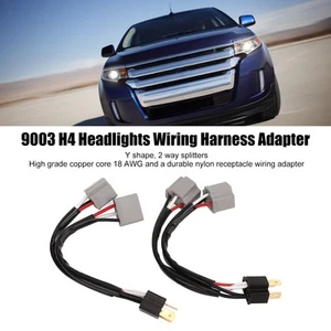 9003 H4 Headlights Wiring Harness Socket 2 Way Splitter Headlight Wires Male To - Picture 1 of 22