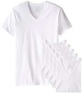 Fruit of the Loom Men's Tucked V-Neck T-Shirt 5-PACK (White, 3X-Large) - Picture 1 of 1