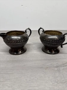 Vintage Sheridan Silver Co - Silver On Copper Creamer And Sugar - Picture 1 of 4