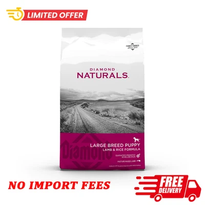 Venda! Diamond Naturals Filhote de Raça Grande Fórmula de Cordeiro e Arroz Ração Seca para Cachorro, 40 lb - Imagem 1 de 4