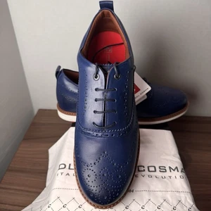 Duca Del Cosma "Churchill" Men’s US 12 Golf Shoe Blue Wingtip Oxford Leather NIB - Picture 1 of 16