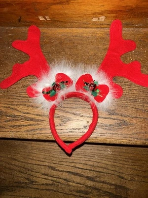 NEW Red Reindeer Antlers Jingle Bell Aliceband Fancy Dress Christmas Celebration - Image 1 of 2