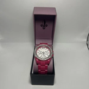 Women’s Fashion Watch FMD By Fossil Rhinestone Bezel Pink Strap Needs Battery - Picture 1 of 4