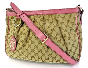 Echte Gucci Sukey braun GG Canvas und rosa Leder Schultertasche Handtasche #62121 - Bild 1 von 21