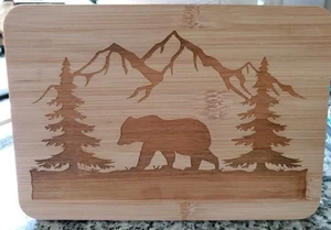 Targa artistica in legno incisa al laser orso marrone made in Maine, 8,5 x 6" - Foto 1 di 4