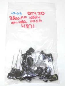 Qty. 20 NOS 3300PF 500V 332JO3 Silver Mica Dip Capacitors CS - Picture 1 of 1