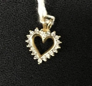 14k massiver Gelbgold Herz mit Diamanten Anhänger garantiert!! - Bild 1 von 2