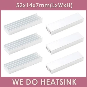 52x14x7mm With or Without Tape Silver e-Shape Extruded Heatsink Cooler Radiator - Afbeelding 1 van 9