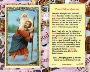 Saint St Christopher - Prayer before a Journey - Laminated Holy Card 800-1759 - Picture 1 of 3