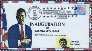GEORGE H.W. BUSH INAUGURATION 1989 - Colortone Label Cachet - Bild 1 von 1