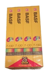 BASF T-130 Extra Quality Blank VHS Tapes 4 Pack Brand New Sealed 6 1/2 Hours - Picture 1 of 6
