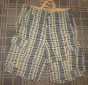 CAMPUS CREW Men's SIZE M 33" Shorts PLAID BERMUDA Cargo COMBAT CHINO CROP SPORTS - Picture 1 of 8