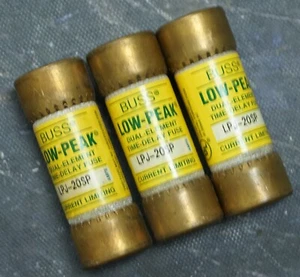 Used 3pc Buss LPJ-20SP Low-Peak Class J Dual Element Fuses 20A 600V - Picture 1 of 3