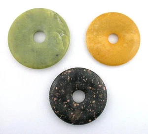 Three 45mm to 50mm Flat Round Rhodonite Jasper Jade Donut Pendant Focal Bead PD4 - Picture 1 of 1