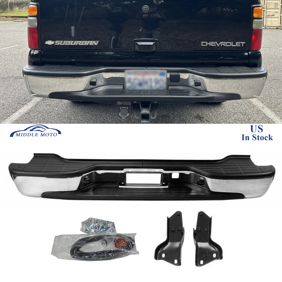 Chrome Rear Bumper Assembly For 2000-2006 Chevrolet Tahoe Suburban 1500 Yukon XL - Image 1 of 4