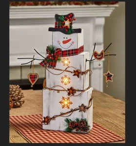 Lighted 18" Country Snowman – Rustic Christmas - Lights Up w/ Top Hat - IN STOCK - Picture 1 of 12