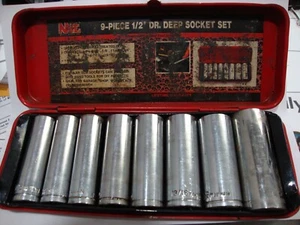 MIT 8 piece 6pt Deep Socket set 1/2" drive SAE metal case, 1/2" up to 15/16" - Picture 1 of 2