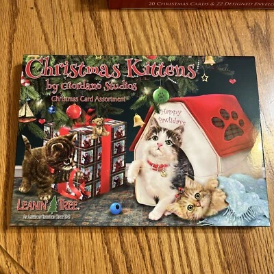 Leanin Tree Christmas Kittens Holiday Card 20 Christmas Cards Box Envelopes - Image 1 of 2