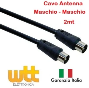 Cavo coassiale per antenna TV schermato maschio maschio spina spina da 2mt nero - Foto 1 di 2