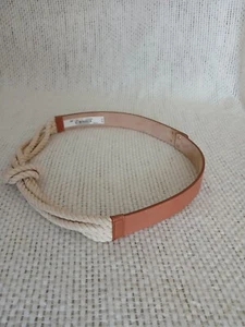 BROOKS BROTHERS WOMENS LEATHER/COTTON ROPE FRONT KNOTTED BELT Size M - Picture 1 of 12