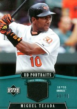 2005 UD Portraits Jersey Emerald Orioles Baseball Card #11 Miguel Tejada /99 