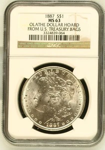 Dólar de plata Morgan 1887 P NGC MS-63 - Imagen 1 de 2