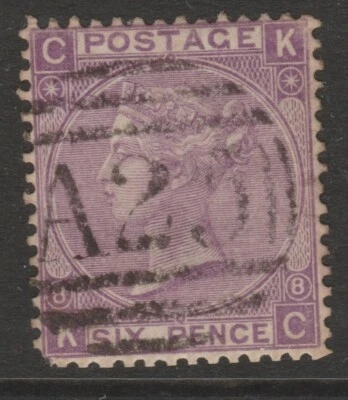 GB used abroad Malta Z60 QV sg109 1869 6d mauve plate 8 pl8 KC - Image 1 of 2