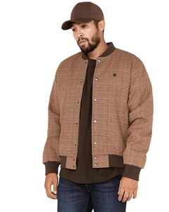 $159 Brixton Dillinger Bomber Jacket - 03331 Brown Houndstooth Men's Size XL NEW - Picture 1 of 11