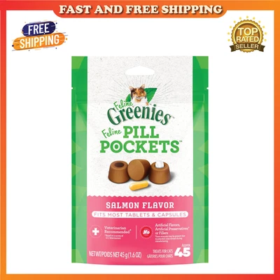 Greenies Feline Pill Pocket Easily Administer Cat Medication Salmon Flavor45 Ct - image 1 of 4