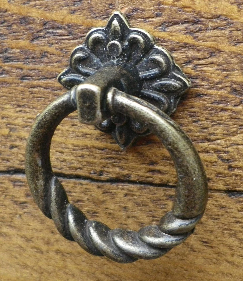 Drop Ring Handles Ornate Casting Antique Bronze Finish C077 Pack of 2 Zinc Alloy - Image 1 of 4