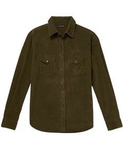Camisa de pana occidental verde cazador Tom Ford para hombre - Imagen 1 de 5