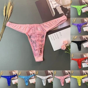 Hombres Sexy Sissy Bolsa Malla Transparente Encaje Calzoncillos Tanga Ropa Interior Gay para Lencería - Imagen 1 de 13
