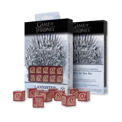 Game Of Thrones Lannister Dado Juego 10x D6 Rojo Oro - Q-WORKSHOP con Licencia - Imagen 1 de 4