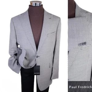 Paul Fredrick Men's Sport Coat Blazer Jacket Two Button Houndstooth Sz 46L NWT - Picture 1 of 16